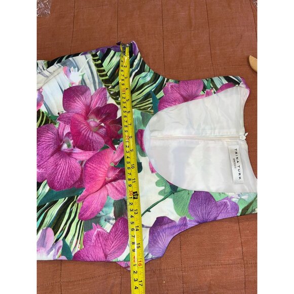 Trina Turk Floral Sleeveless Tropical Print Mini Dress Women Size Medium M - Picture 8 of 11